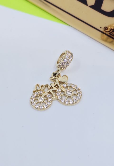 Złoty charms wiszący rower próba 585 14k