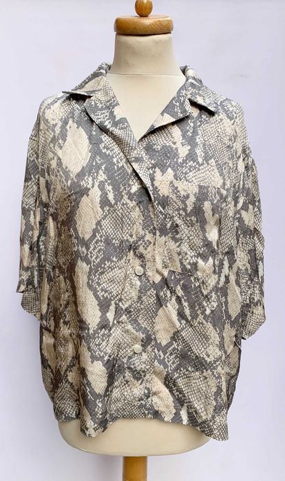 Koszula Wzór Skóra Weża H&M M 38 Elegancka Szara