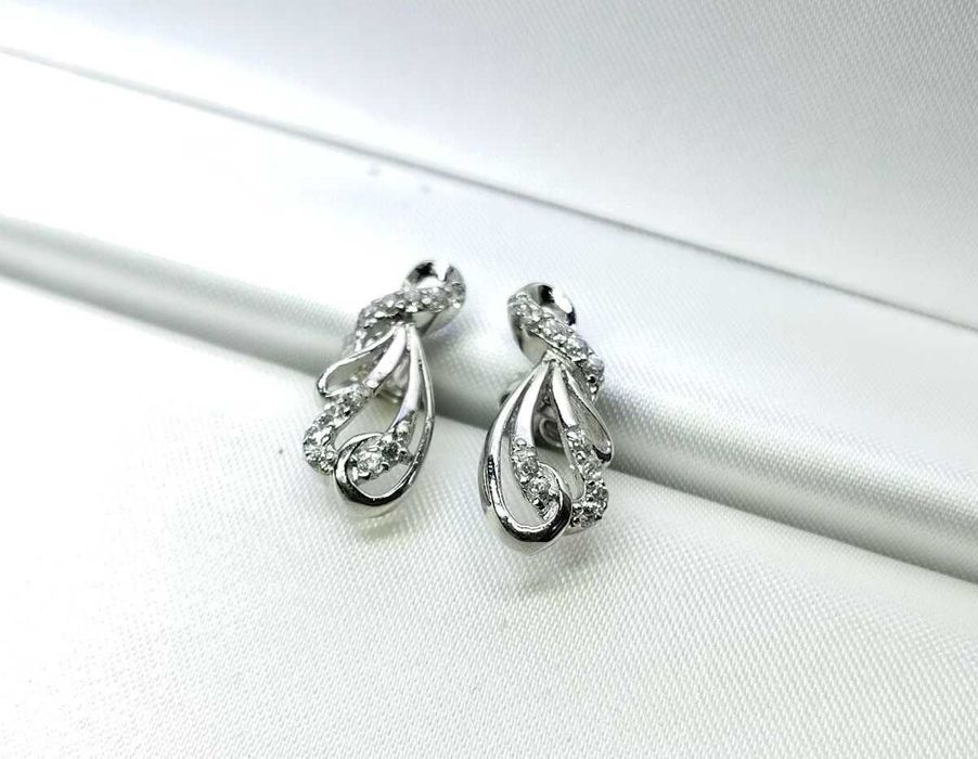 Srebrne rodowane kolczyki z cyrkoniami - 925 - nr 019