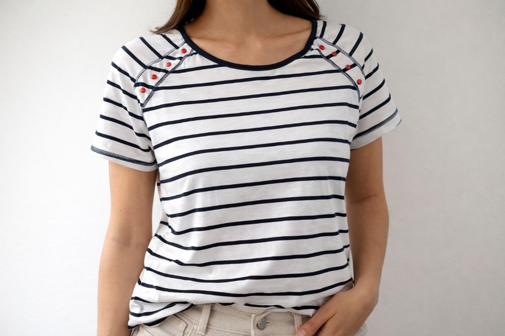 Blusa Listrada Marinheiro com Botões Vermelhos – Punt Roma - Tamanho S