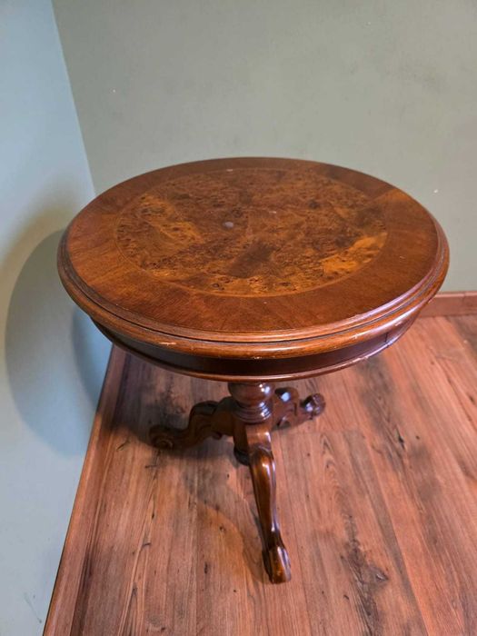 Okrągły stolik fornirowany, intarsja #16 Stylowy Węgrów