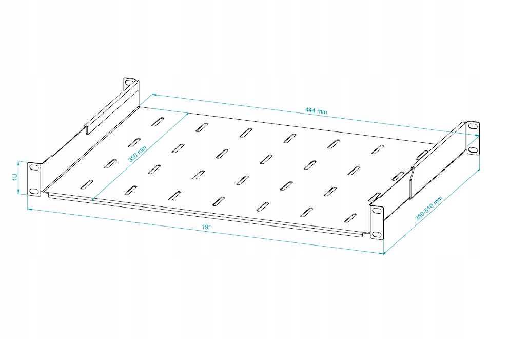 Półka RACK 19" 1U 350mm Regulowana 350-510mm do Szaf RACK Stalflex
