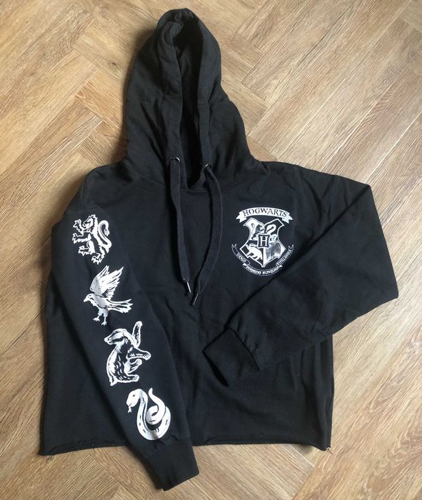 Sinsay Harry Potter czarna bluza oversize z kapturem Hogwart XS 34 BDB