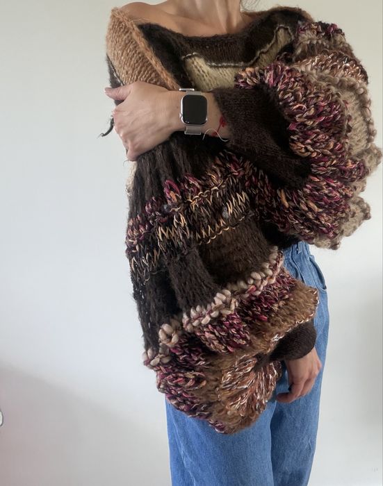 Czekoladowy sweter handmade och paproch zara fobya ART
