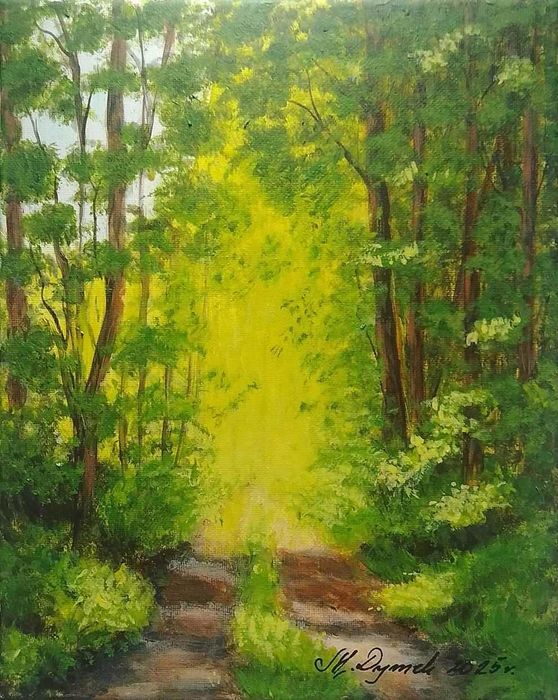 Promocja BLACK WEEK - Obraz akrylowy malowany "NA SKRAJU LASU" 24x30cm