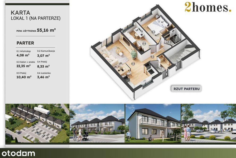 Parter 55,16 m² z ogródkiem – Forest Apartments pod Szczecinem