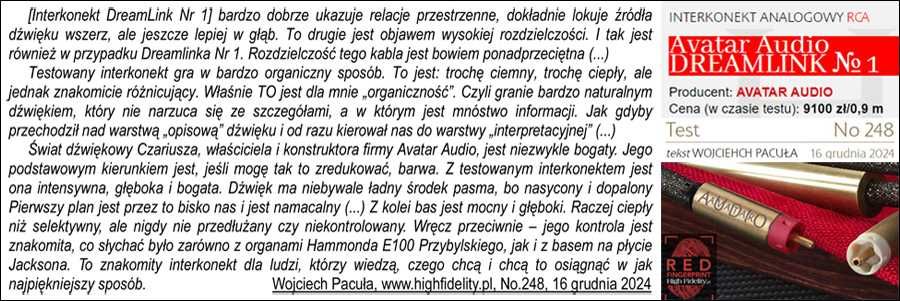 Interkonekt high-end Avatar Audio DREAMLINK Nr 2 XLR stary model -40%