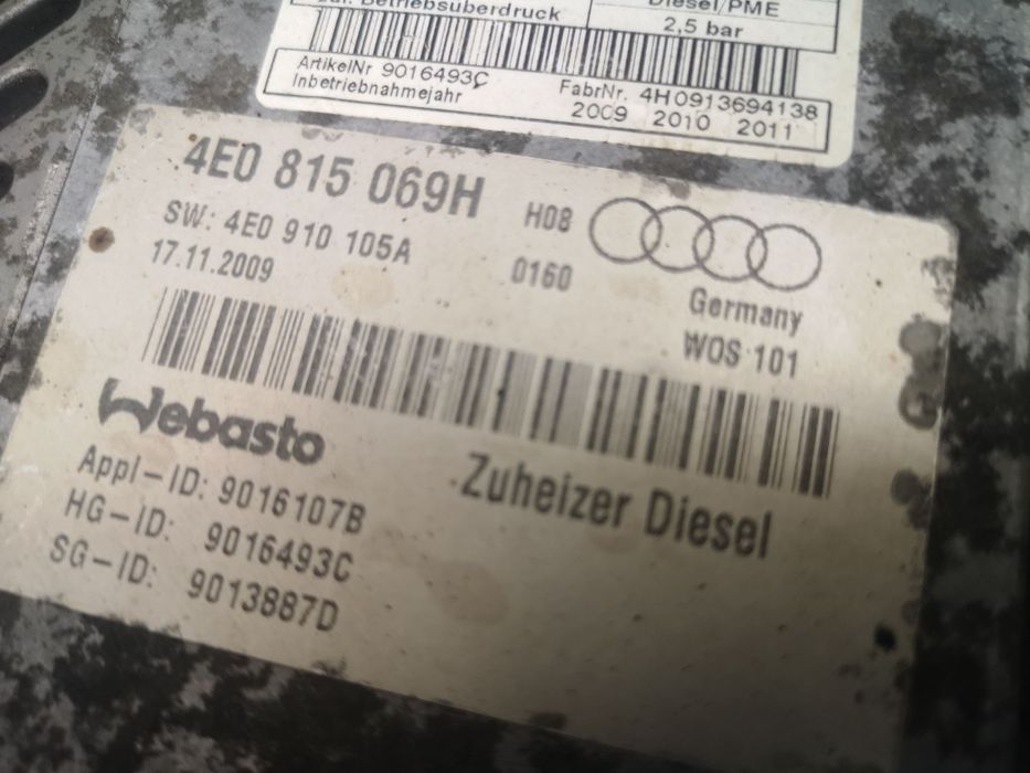 Webasto audi a8 d3 4e0 2003-2009 EPC 4e0815069h OEM