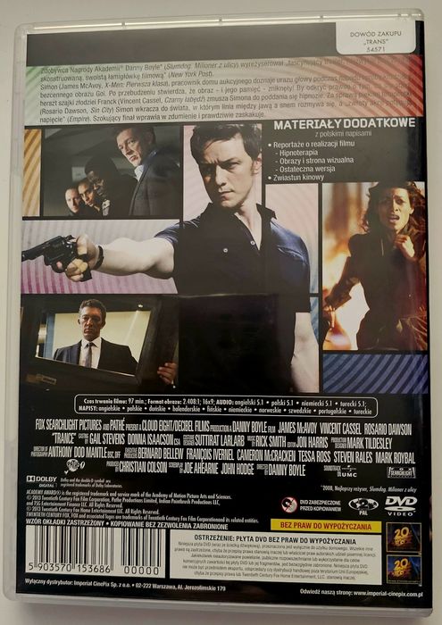 Trans film dvd Trance Danny Boyle Vincent Cassel