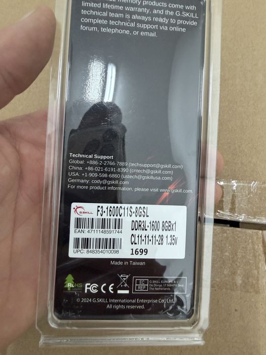 Nowe  Zaplombowane Pamięć RAM DDR3 G.SKILL F3-1600C11S-8GSL 8 GB