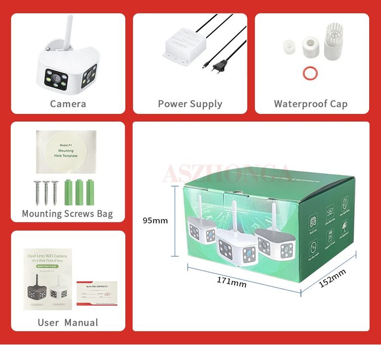 Панорамная WiFi камера 2 объектива угол обзора 180°