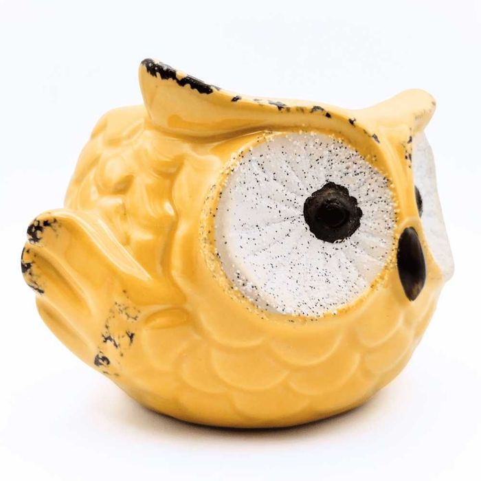 Osłonka na doniczkę żółta sowa