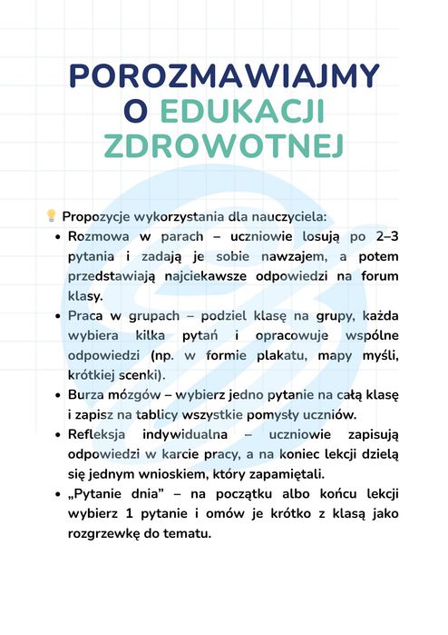 [PDF] Edukacja zdrowotna: 30 pytań dyskusyjnych (klasy 4-8)