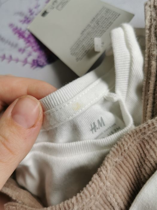 Komplet body + spodnie ogrodniczki r. 62 h&m