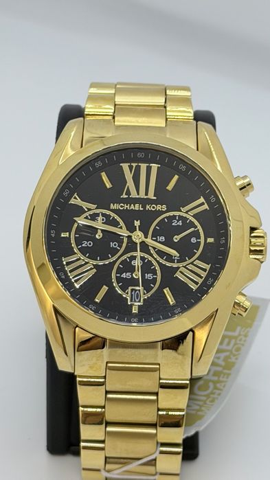Годинник унісекс Michael Kors Oversized Bradshaw MK5739 з хронографом (Золотистий / Чорний циферблат)