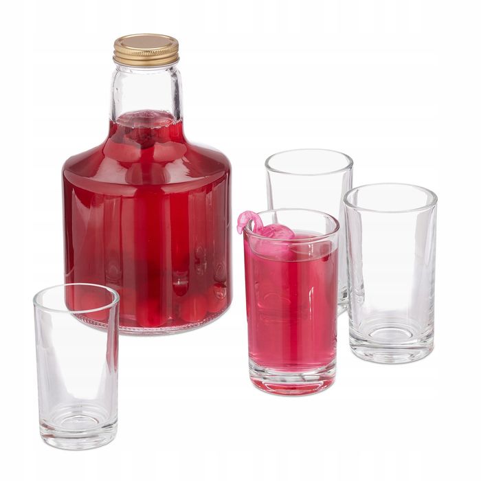 Karafka Na Wodę 1L Szklana Oraz Zestaw 4 Szklanek