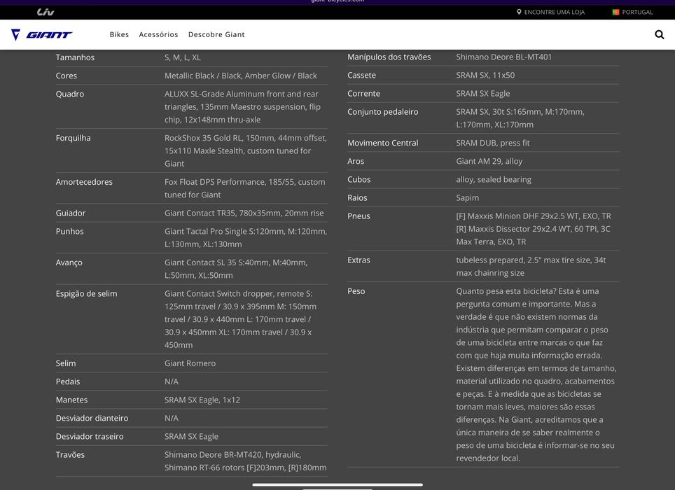 Giant Trance 2, 2022, tamanho M, roda 29’