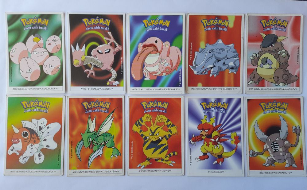 Cartas autocolante pokemon boomer ano 2000