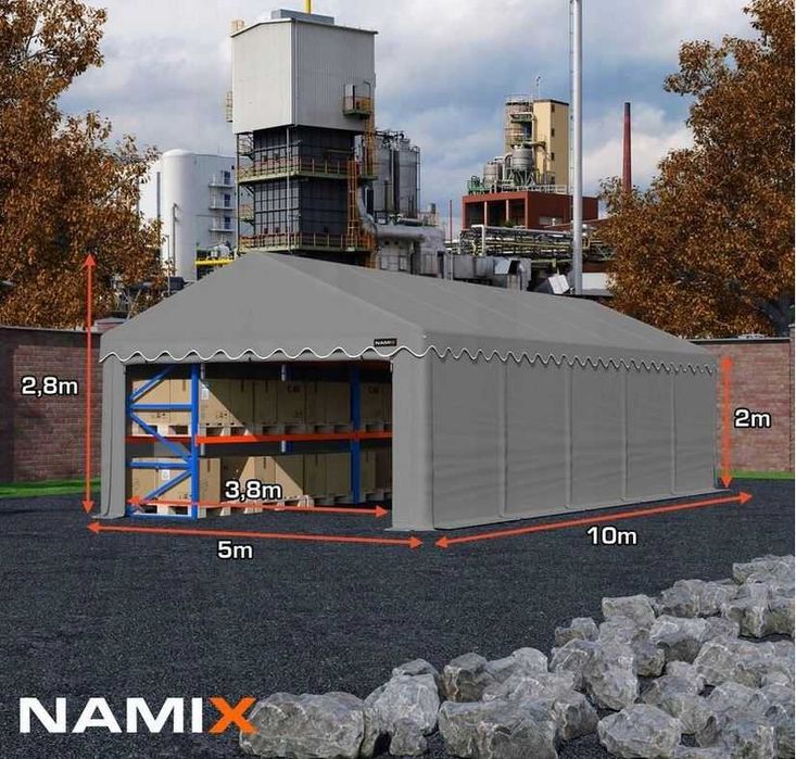 Namiot BASIC 5x10 magazynowy handlowy garaż PE 240g/m2
