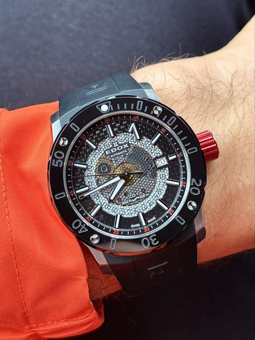 Szwajcarski zegarek edox chronoffschore ceramic full set