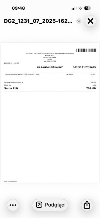 Samsung galaxy watch 7 gwarancja