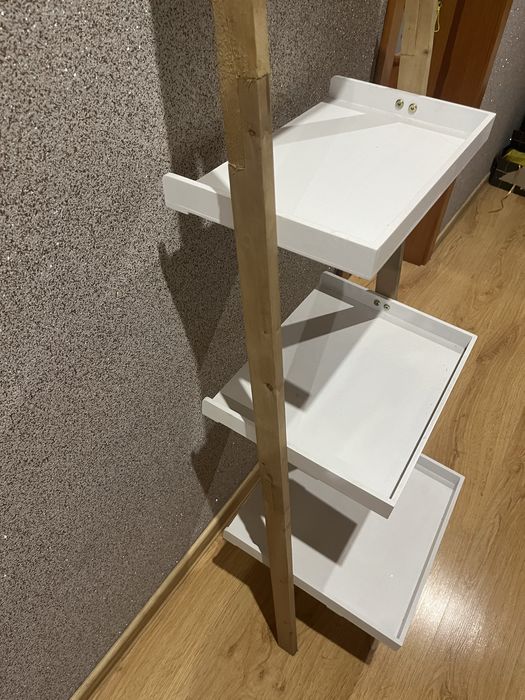 Połka, regał, opierany o scianę, 4 półki, białe, nowoczesne