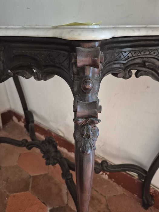 Conjunto caldeirões e consola em pau santo