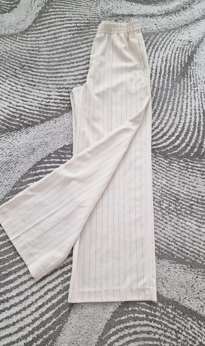 Spodnie szerokie,ecru,paski"H&M".