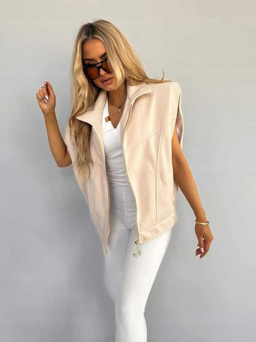La monne kamizelka bezrękawnik beżowa