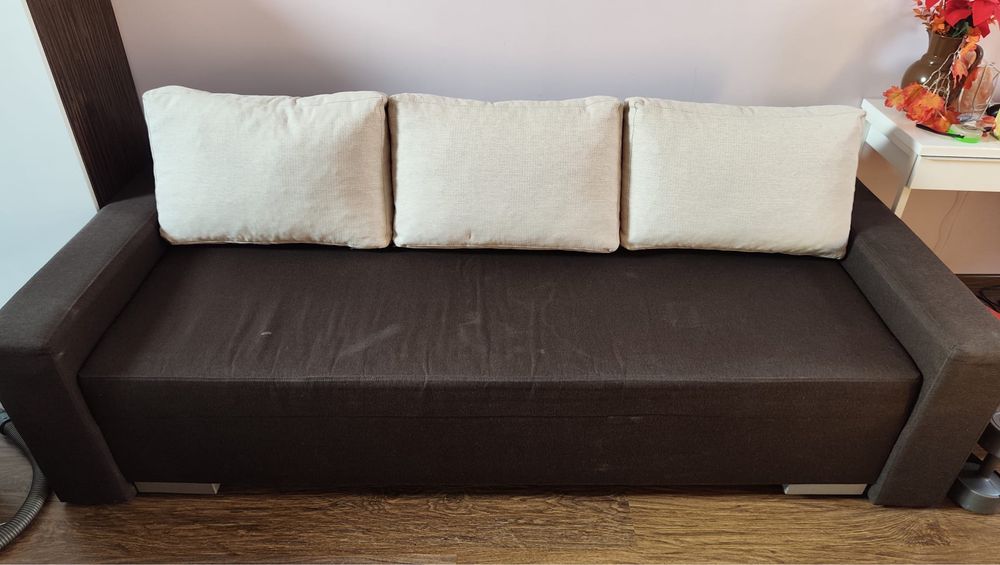 Sofa rozkładana brązowa