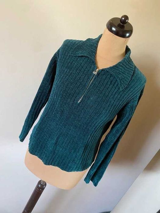 m l 38 40 solar crop krotki prazkowany sweter golf 90s 80s
