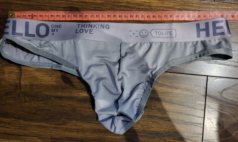 Szare stringi męskie rozmiar L szara guma w pasie