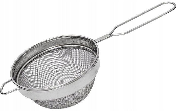 bardzo solidne sitko cedzak stal szeroki rant 16cm