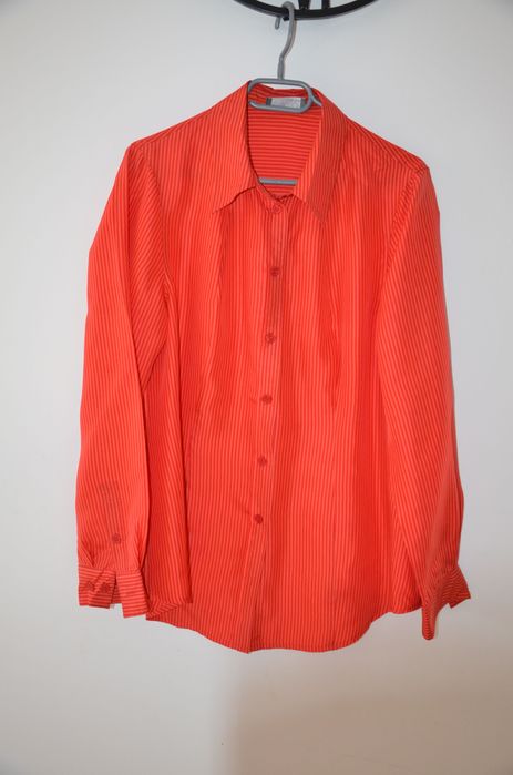 piękna koszula 100% Silk jedwab 42/44 czerwono-pomarańczowa