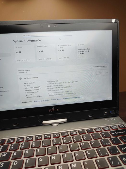 LAPTOP | Fujitsu T726 | 12,5" DOTYK | i5-6200U | 8GB 128SSD | Win11