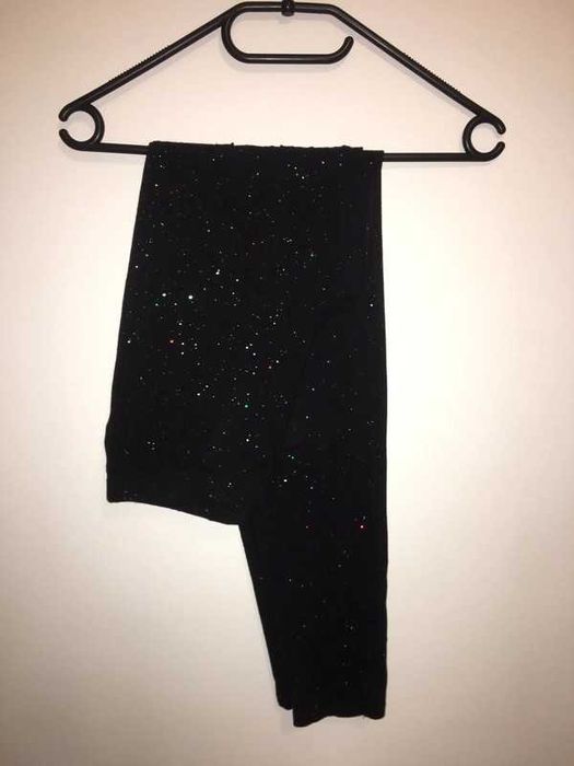 NOWE Czarne legginsy/ getry z brokatem GAP kidsxxl 14-16lat (160cm) S