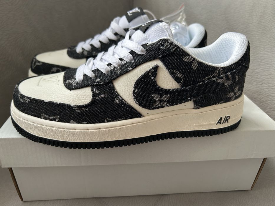Buty Air Force 1 "LV Monogram Custom" – Czarno-białe – Rozmiar 38