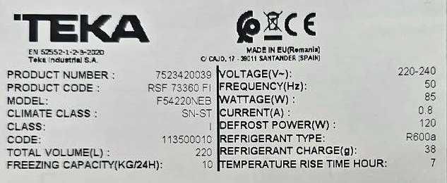 Congelador vertical de encastrar TEKA (Nova)- 50% de desconto