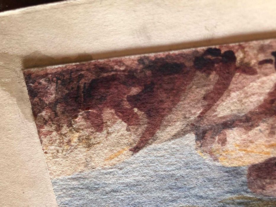 Aguarela de paisagem suiça, de 1868, bom estado