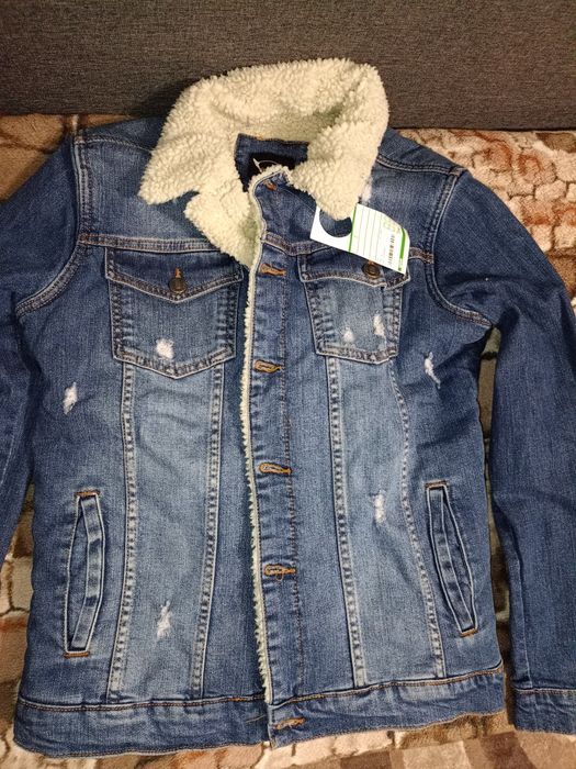 Куртка джинсова на міху утеплена, шерпа