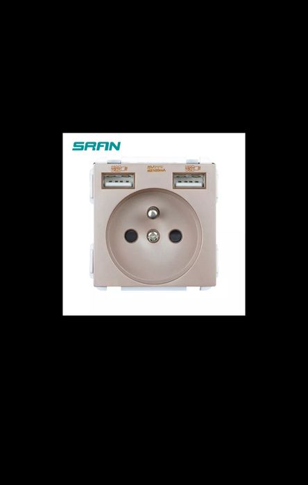 Kontakt, gniazdko z usb + przełącznik. Kolor złoty. 2 komplety