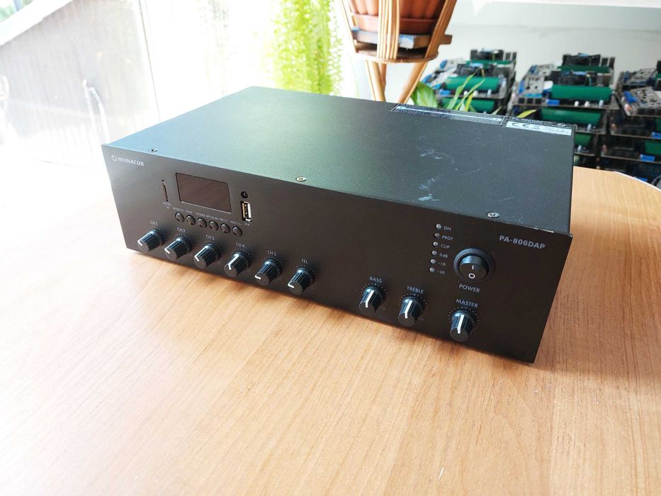 Cyfrowy wzmacniacz miksujący MONACOR PA-806DAP 60 W Mono
