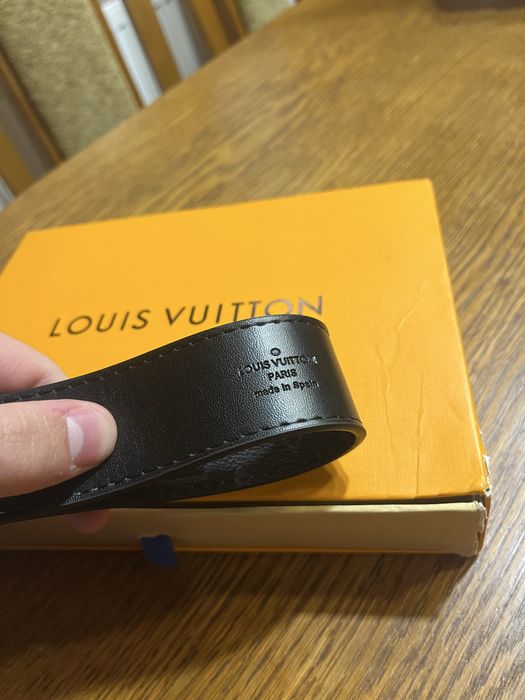 Louis Vuitton pasek skórzany – czarny, klamra LV