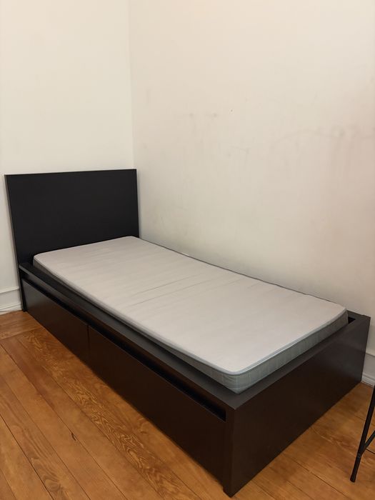 Cama IKEA Individual 90x200 com 2 Gavetas + Colchão e Estrado