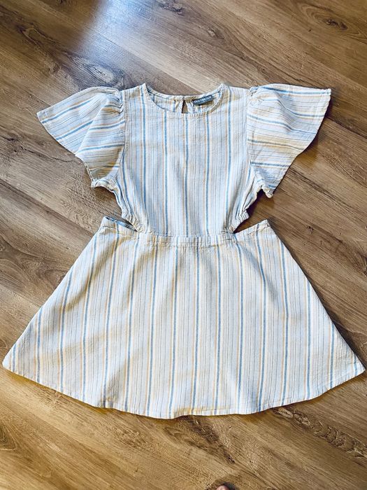 Sukienka z wycięciami niebieska w paski 146 boho letnia nowa