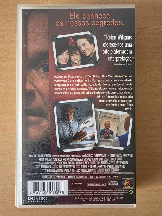 Filme em VHS "Câmara Indiscreta" (One Hour Photo) com Robin William