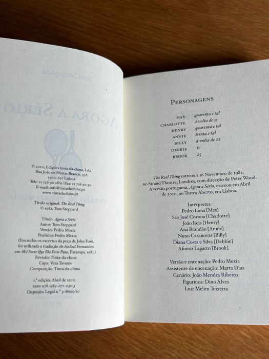 AGORA A SÉRIO     Tom Stoppard
