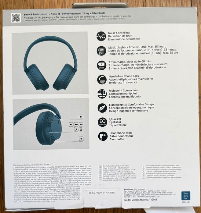 Auscultadores Bluetooth Sony WH-CH720NL (azul)- novos, 3 anos de garantia