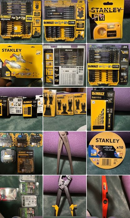 Инструменты и аксессуары Stanley и Dewalt