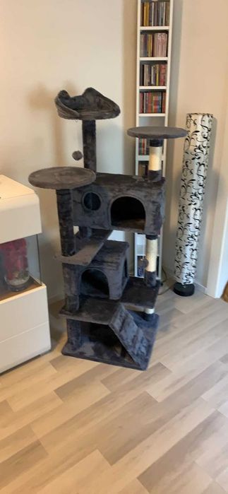 Drapak dla Kota Wielopoziomowy, Stabilny i Komfortowy Ciemnoszary NOWY